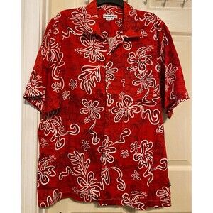 Vintage 90s Redsand Shirt Mens XL Red Hawaiian Camp Aloha Tropical Hawaii Y2k